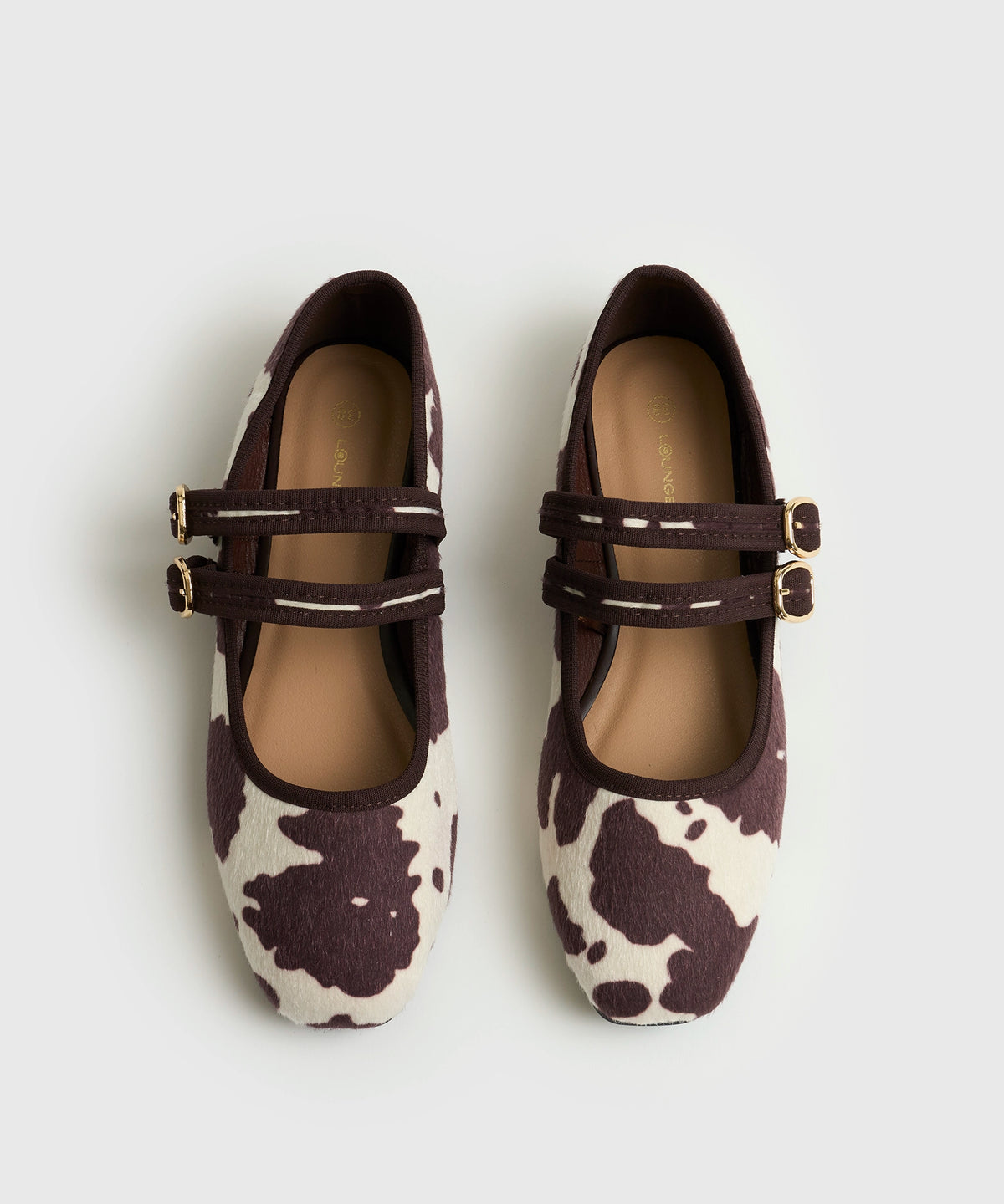 Zapato Ballerina Vaca Doble Hebilla