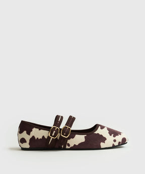 Zapato Ballerina Vaca Doble Hebilla