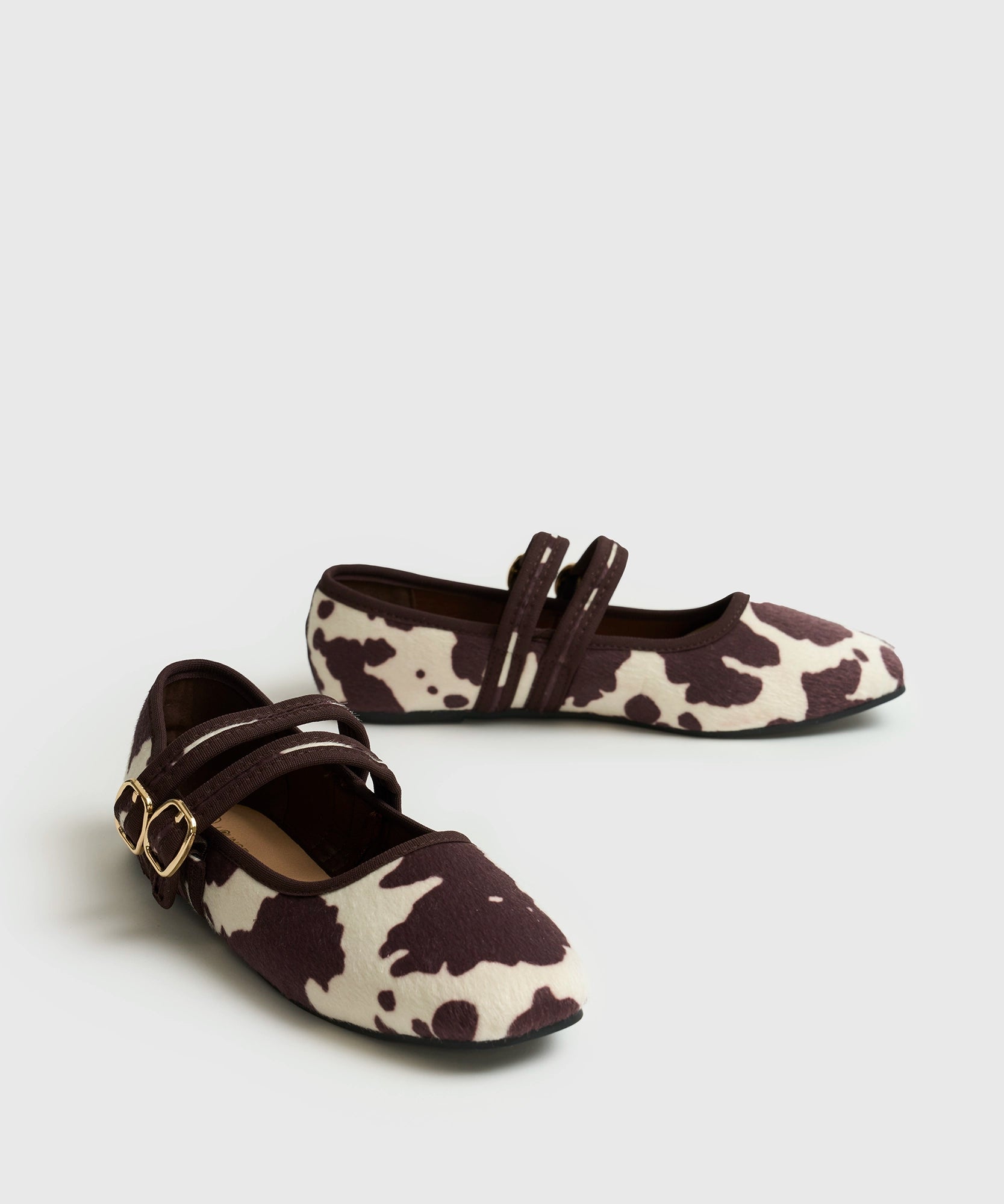 Zapato Ballerina Vaca Doble Hebilla