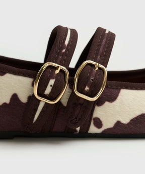 Zapato Ballerina Vaca Doble Hebilla