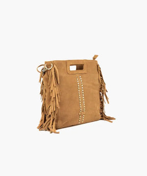 Cartera Gamuza Flecos Y Tachas