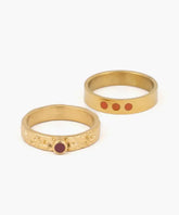 Set Anillos Acero Inoxidable Piedras Y Punto De Luz
