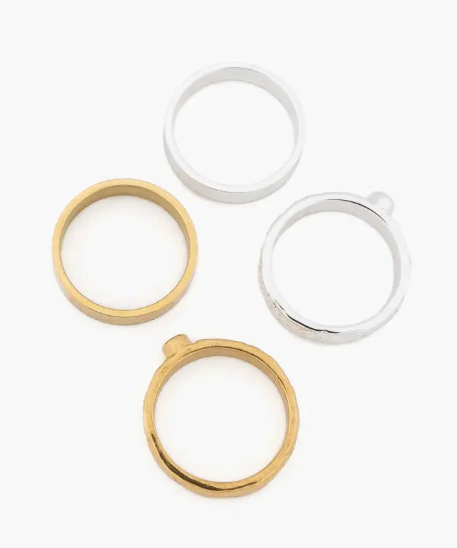 Set Anillos Acero Inoxidable Piedras Y Punto De Luz