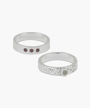Set Anillos Acero Inoxidable Piedras Y Punto De Luz