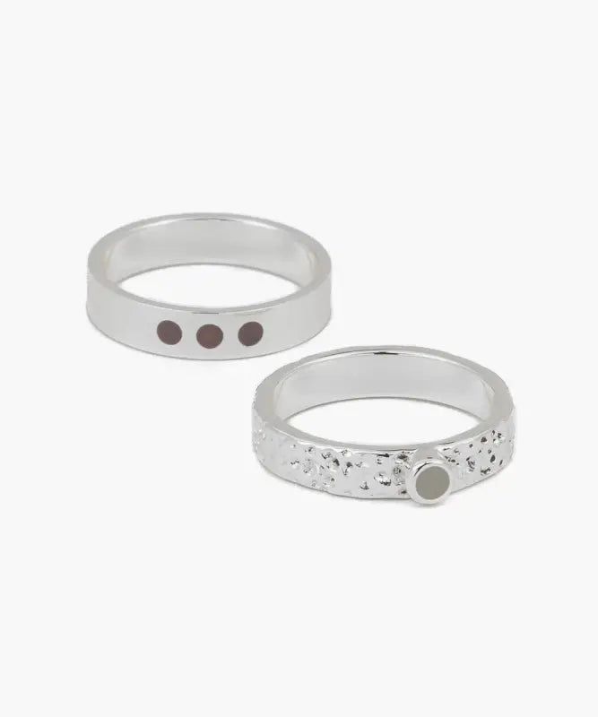 Set Anillos Acero Inoxidable Piedras Y Punto De Luz