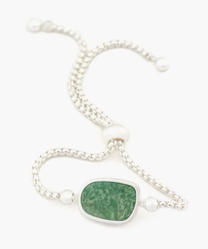Pulsera Acero Inoxidable Ajustable Piedra