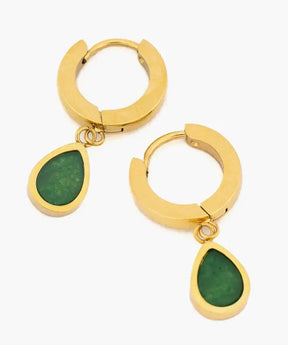 Aros Acero Inoxidable Colgante De Piedra
