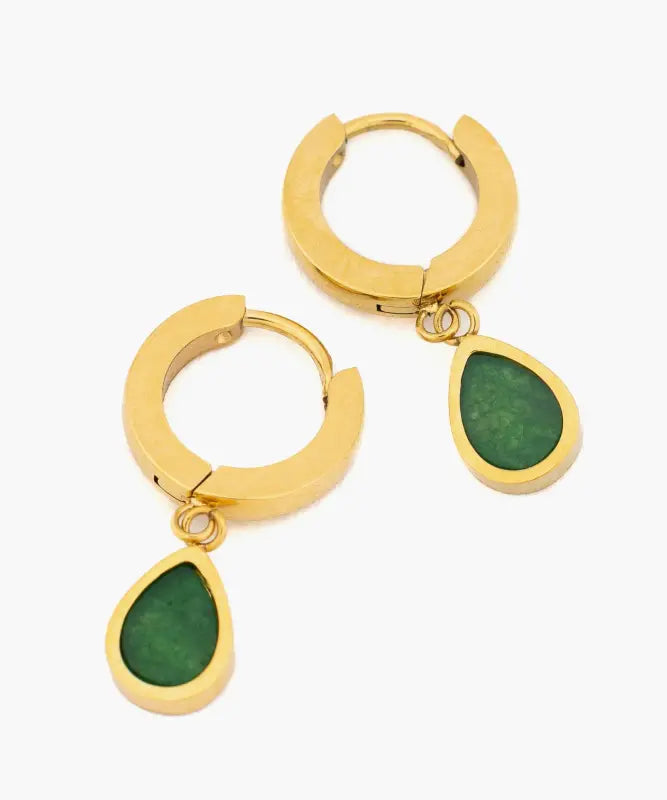 Aros Acero Inoxidable Colgante De Piedra