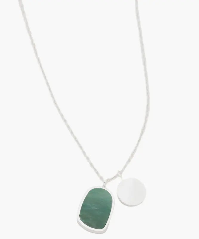 Collar Acero Inoxidable Piedra Y Moneda
