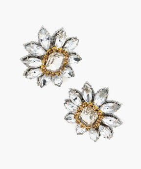 Aros Flor Con Brillantes
